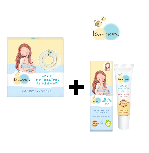 Lamoon ละมุนเบบี้ ประคบหน้าอก 1 ชิ้น และบาล์มทาหัวนม 1 ชิ้น Breast Therapy pack For Nursing Mommy+Nipple and lip balm